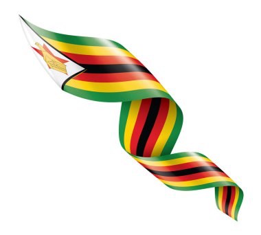 Zimbabwe bayrağı, beyaz arkaplanda vektör illüstrasyonu