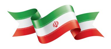 İran bayrağı, beyaz arka planda vektör illüstrasyonu