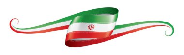 İran bayrağı, beyaz arka planda vektör illüstrasyonu