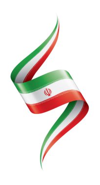 İran bayrağı, beyaz arka planda vektör illüstrasyonu