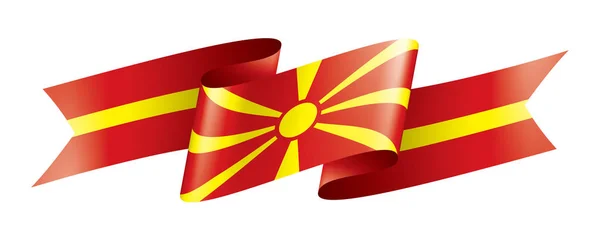 Beyaz arka planda Makedonya bayrağı ve vektör illüstrasyonu — Stok Vektör