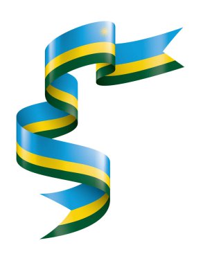 Ruanda bayrağı, beyaz arkaplanda vektör illüstrasyonu