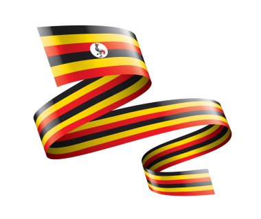 Uganda bayrağı, beyaz arkaplanda vektör illüstrasyonu
