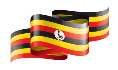 Uganda bayrağı, beyaz arkaplanda vektör illüstrasyonu