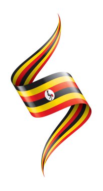 Uganda bayrağı, beyaz arkaplanda vektör illüstrasyonu