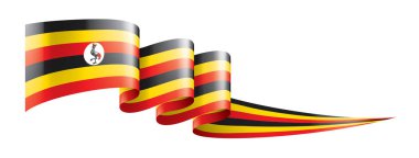 Uganda bayrağı, beyaz arkaplanda vektör illüstrasyonu