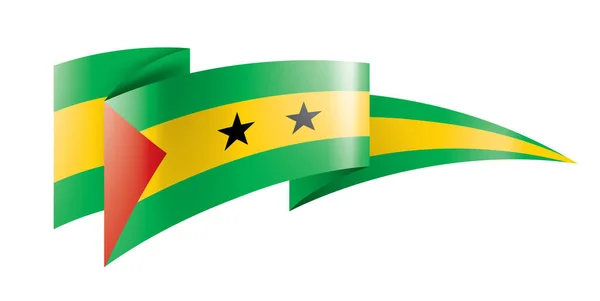 Sao Tomé és Príncipe zászló, vektor illusztráció fehér alapon — Stock Vector