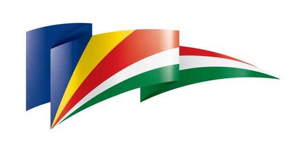 塞舌尔国旗，白色背景上的矢量插图 — 图库矢量图片