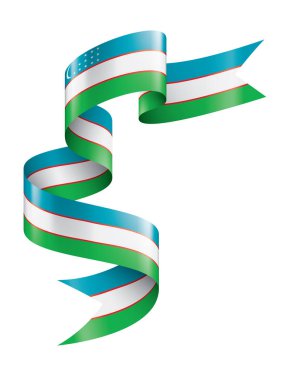 Özbekistan bayrağı ve beyaz arkaplan üzerindeki vektör illüstrasyonu