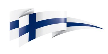 Finlandiya bayrağı, beyaz bir arka plan üzerinde vektör çizim