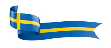 İsveç bayrağı, beyaz bir arka plan üzerinde vektör çizim