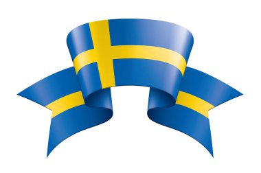 İsveç bayrağı, beyaz bir arka plan üzerinde vektör çizim