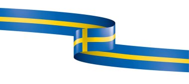 İsveç bayrağı, beyaz bir arka plan üzerinde vektör çizim