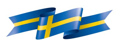 İsveç bayrağı, beyaz bir arka plan üzerinde vektör çizim