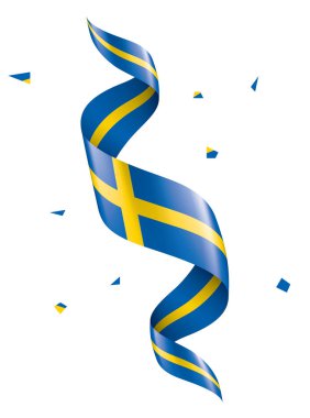 İsveç bayrağı, beyaz bir arka plan üzerinde vektör çizim