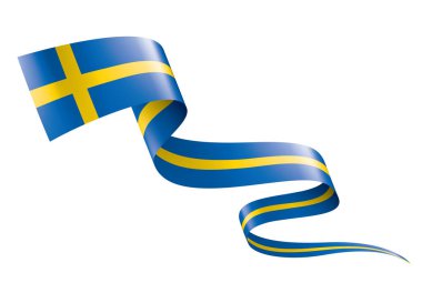 İsveç bayrağı, beyaz bir arka plan üzerinde vektör çizim