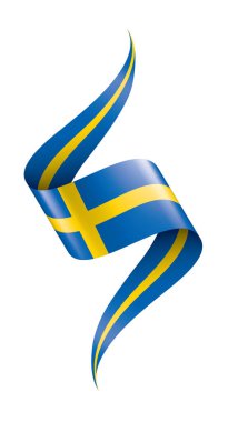 İsveç bayrağı, beyaz bir arka plan üzerinde vektör çizim