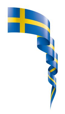 İsveç bayrağı, beyaz bir arka plan üzerinde vektör çizim