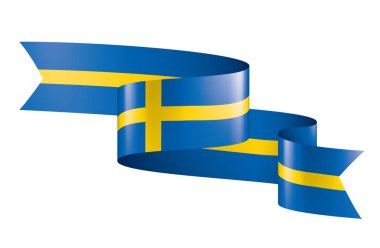 İsveç bayrağı, beyaz bir arka plan üzerinde vektör çizim