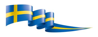 İsveç bayrağı, beyaz bir arka plan üzerinde vektör çizim