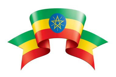 Etiyopya bayrağı, beyaz arkaplanda vektör illüstrasyonu
