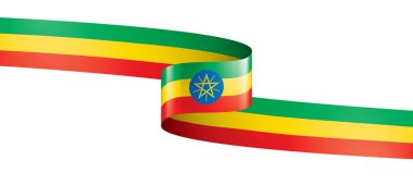 Etiyopya bayrağı, beyaz arkaplanda vektör illüstrasyonu