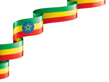 Etiyopya bayrağı, beyaz arkaplanda vektör illüstrasyonu