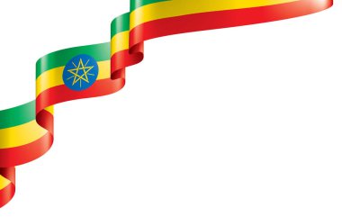 Etiyopya bayrağı, beyaz arkaplanda vektör illüstrasyonu