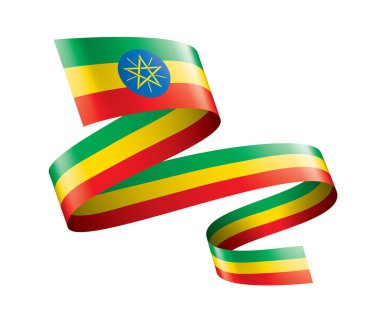 Etiyopya bayrağı, beyaz arkaplanda vektör illüstrasyonu