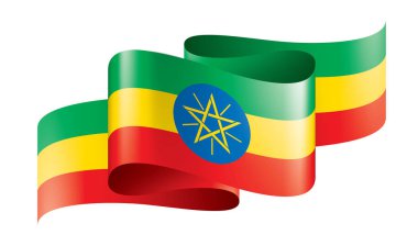 Etiyopya bayrağı, beyaz arkaplanda vektör illüstrasyonu