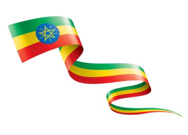 Etiyopya bayrağı, beyaz arkaplanda vektör illüstrasyonu
