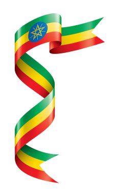 Etiyopya bayrağı, beyaz arkaplanda vektör illüstrasyonu