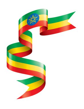 Etiyopya bayrağı, beyaz arkaplanda vektör illüstrasyonu