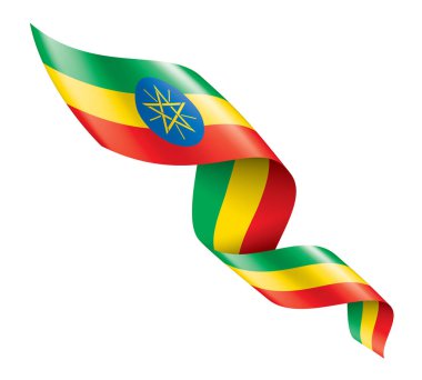 Etiyopya bayrağı, beyaz arkaplanda vektör illüstrasyonu