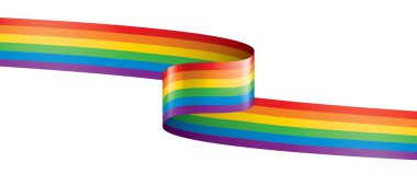 Beyaz arkaplanda sallanan bir gökkuşağı bayrağını yönlendir