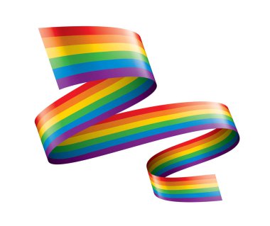 Beyaz arkaplanda sallanan bir gökkuşağı bayrağını yönlendir