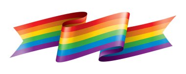 Beyaz arkaplanda sallanan bir gökkuşağı bayrağını yönlendir