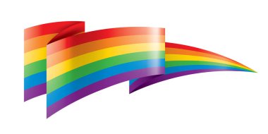 Beyaz arkaplanda sallanan bir gökkuşağı bayrağını yönlendir