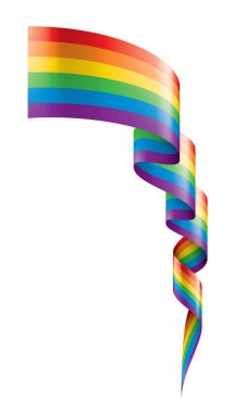 Beyaz arkaplanda sallanan bir gökkuşağı bayrağını yönlendir