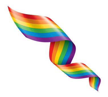 Beyaz arkaplanda sallanan bir gökkuşağı bayrağını yönlendir