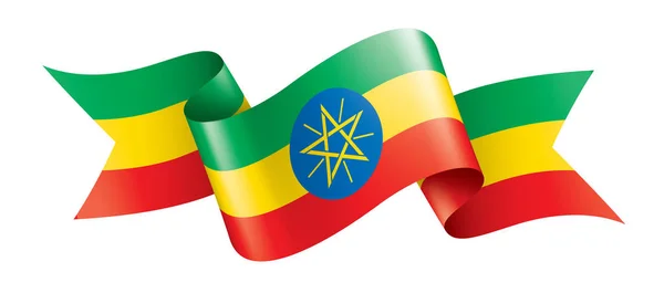 Drapeau Ethiopie, illustration vectorielle sur fond blanc — Image vectorielle