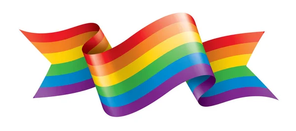 Vector una bandera del arco iris ondeando sobre fondo blanco — Vector de stock