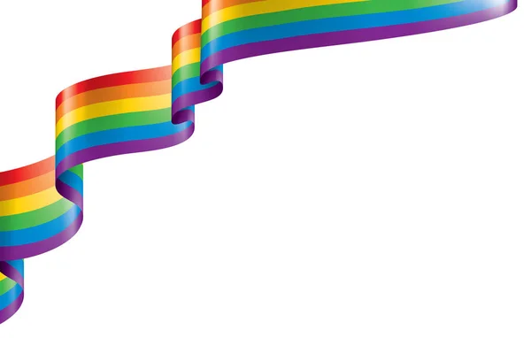 Vector una bandera del arco iris ondeando sobre fondo blanco — Vector de stock