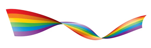 Vector una bandera del arco iris ondeando sobre fondo blanco — Vector de stock