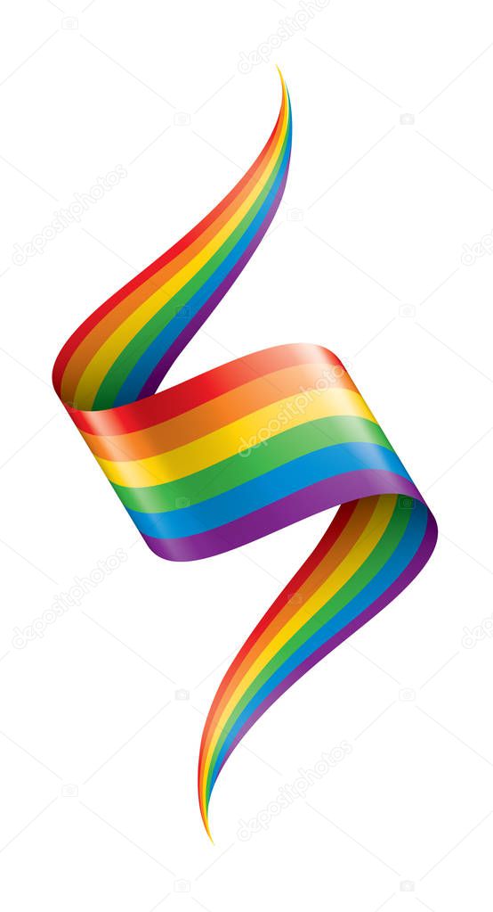 Vector a rainbow flag waving on white background