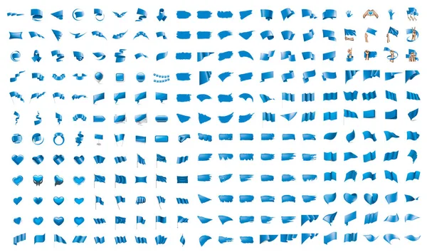 Un gran numero di bandiere blu. Illustrazione vettoriale su sfondo bianco — Vettoriale Stock