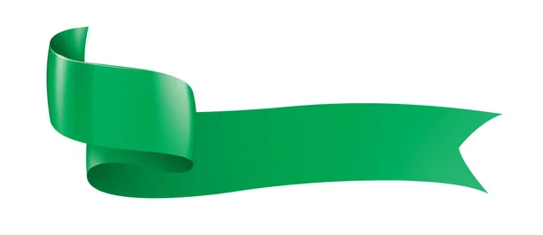 Πράσινη κορδέλα σε λευκό φόντο. Απεικόνιση διανυσματικών φορέων — Διανυσματικό Αρχείο