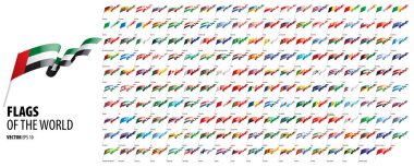 Ülkelerin ulusal bayrakları. Beyaz arka planda vektör Illustration