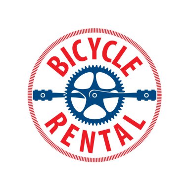 Bisiklet Kiralama için logo. Beyaz arka planda vektör Illustration