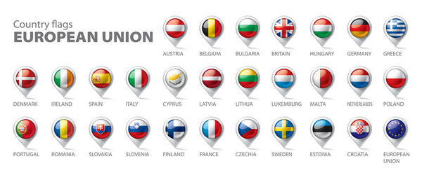 флаги европейского союза. Векторная иллюстрация.